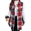 Casual Womens Sleeveless Vest Spring Plaid Buttonfront Polyester Top For Adults