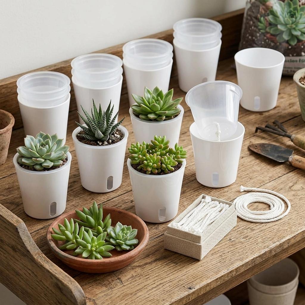Self Watering Succulent Planter Box Dry Wet Separation Design White Plastic