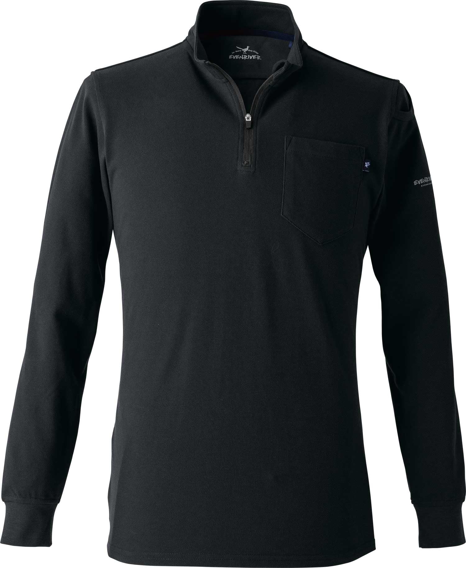 EVEN RIVER Heavyweight Zip Neck Long T-Shirt, Spring/Summer, Black, NRS206 05, Size L