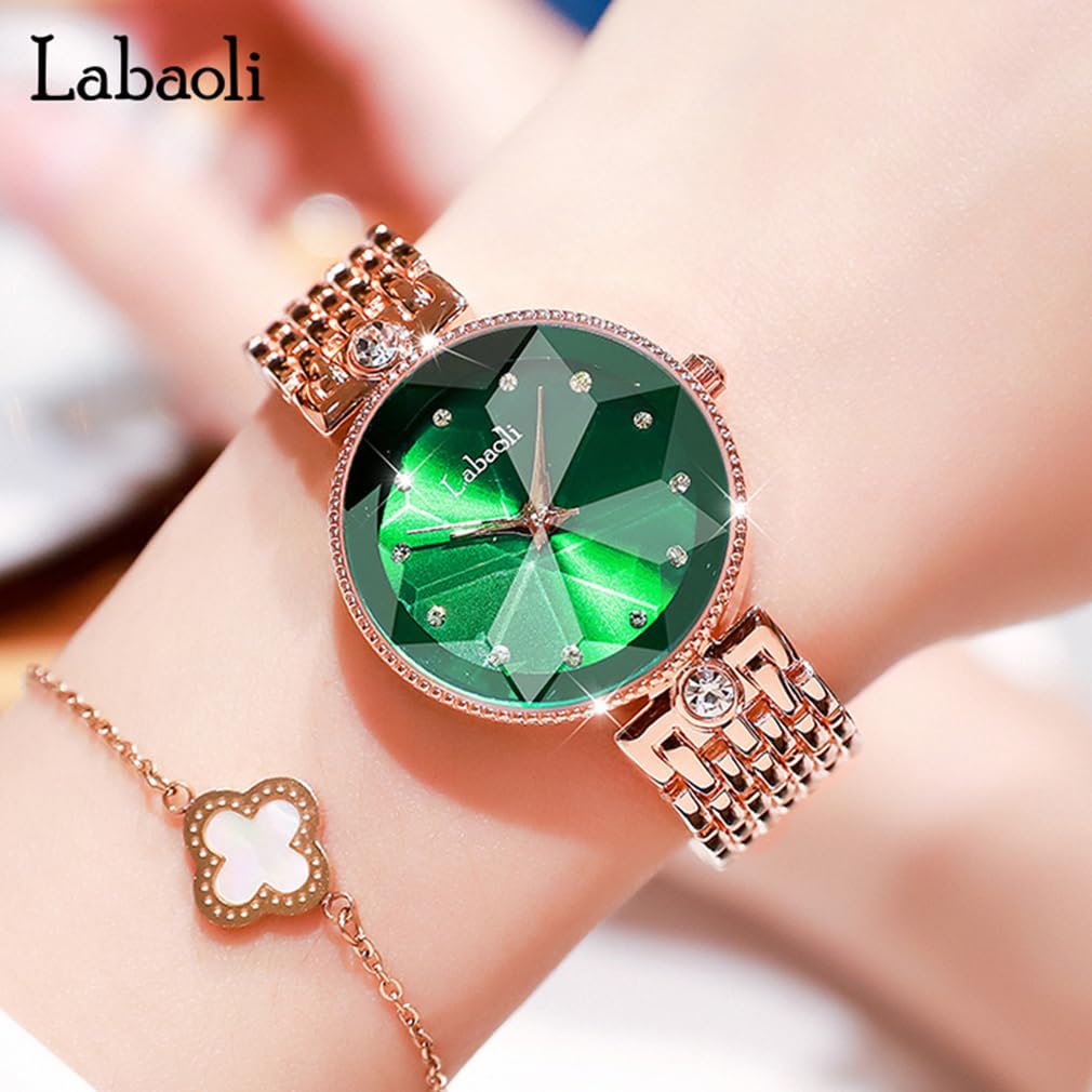 wristwatch for stainless perfect for business or a luxurious gift for Rose gold and Stylish, cute, crystal-adorned women. Waterproof, brand-name,