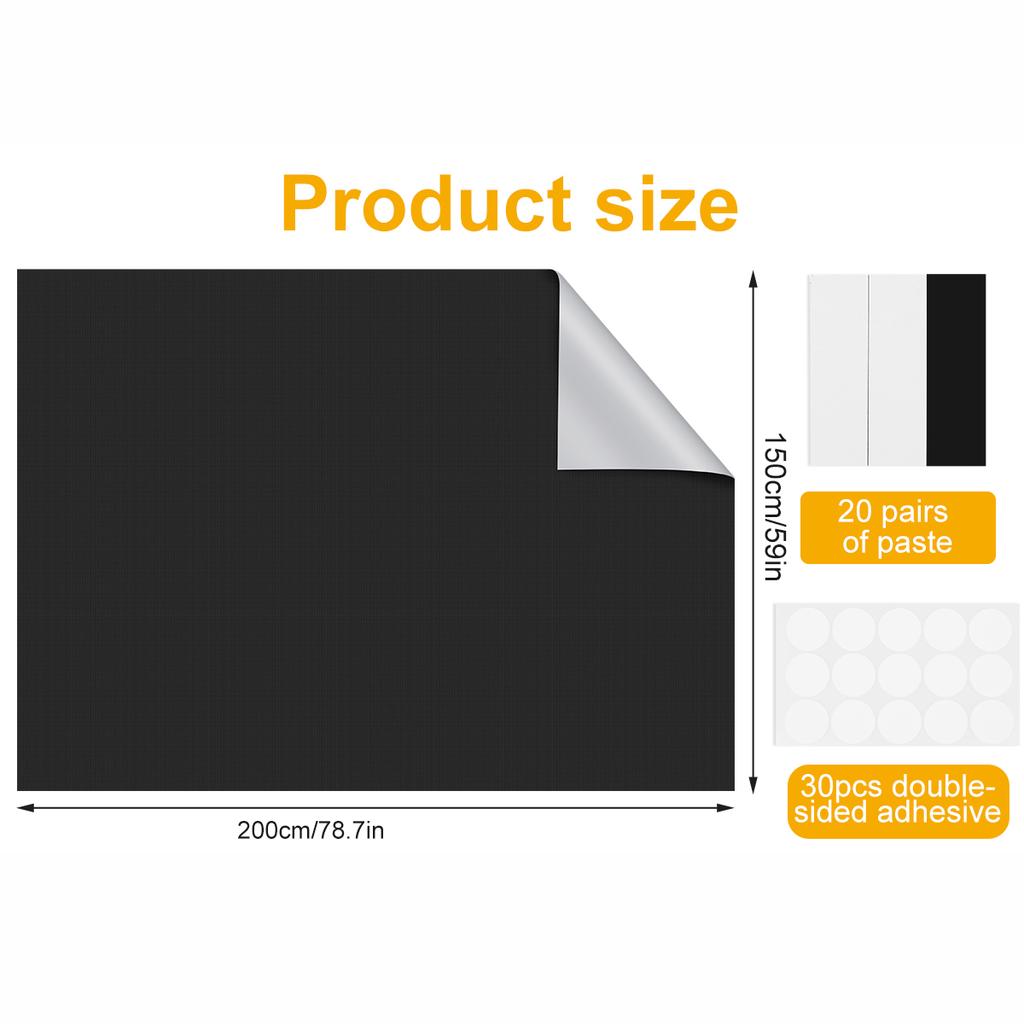 100% Blocking Curtain Self-adhesive Privacy Protection Opaque Window Sticker DIY Thermal Insulated Black Window Covering NEW