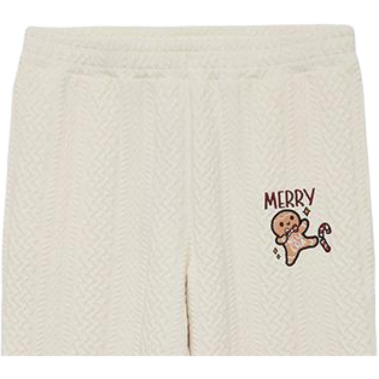 New Era FW23 Christmas Collection Thick Loose Fit Cuffed Embroidered Knit Sweatpants Unisex Bottoms Ivory 14112270