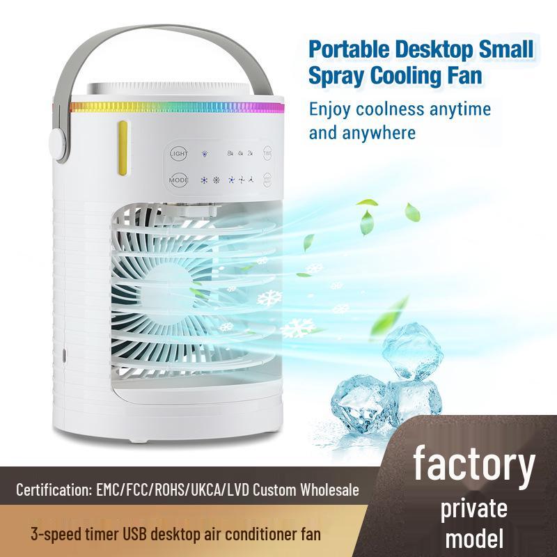 Portable USB Air Conditioner Fan with Ice Water Cooling, 3-Speed, Desktop Compatible