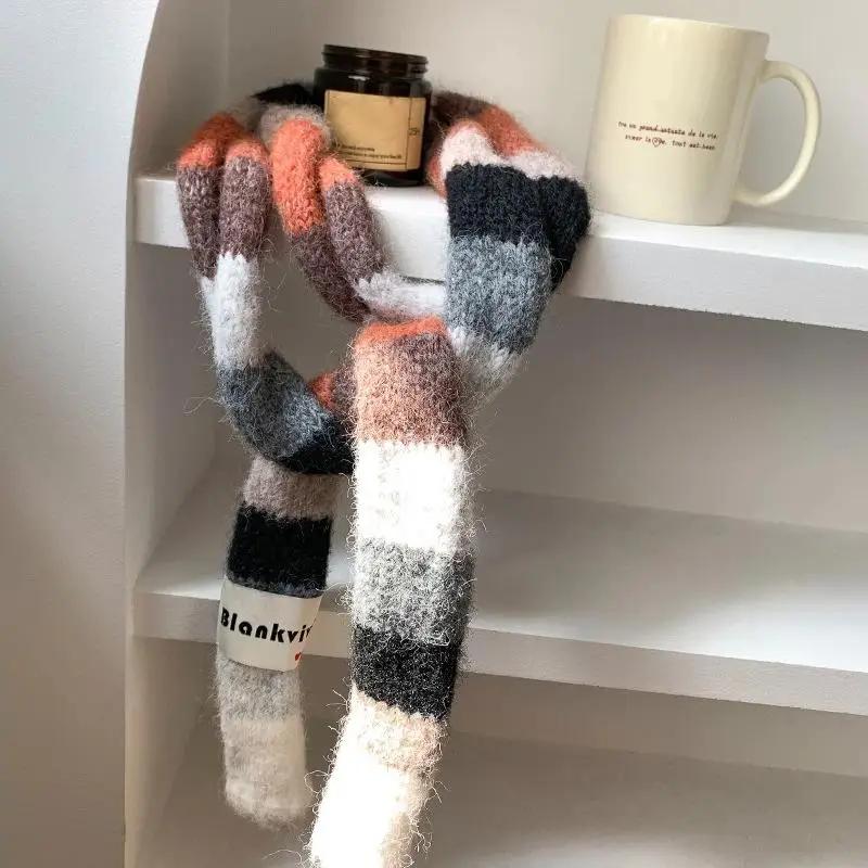 

Women s Thin Narrow Long Colorful Striped Scarf Autumn And Winter New Design Hot Girl All-Match Decorative Scarf