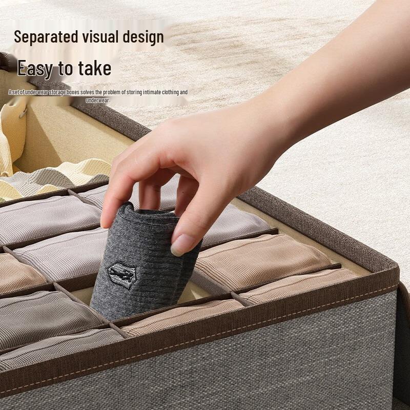 3-in-1 Drawer-Style Underwear Storage Box with Lid, Large-Capacity Compartmented Organizer for Home Use