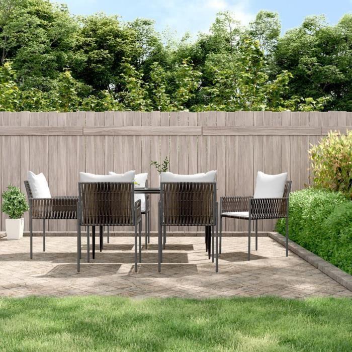 VidaXL Ensemble à manger de jardin 7 pcs coussins résine tressée acier 3187054