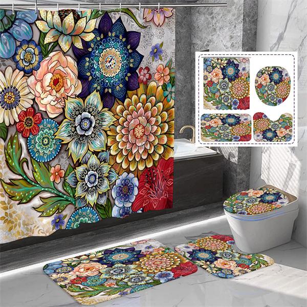 

Горячая Водонепроницаемая Занавеска для душа для ванной комнаты Цветочные наборы для штор для ванной Покрытие для унитаза Коврик для ванной Коврик для дома Декор для ванной Аксессуары для ванной Маска для ванной