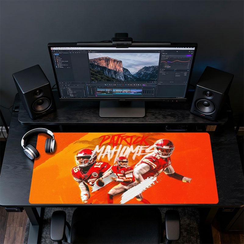 Patrick Mahomes Mouse Pad, Large Gaming Desk Mat, Non-slip XXL Mousepad for Laptop & Tablet, Mini PC Playmat with Stitched Edges