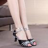Latin Dance Shoes For Women Mid Heel Sneakers Square Dance Shoes Sandals Square Ballroom Satin Banquet Ladies Shoes