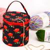 Oxford Crochet Bag Short Perforated Yarn Storage Tote Bag Rose Pattern Knitting Bag for Hooks Knitting Needles