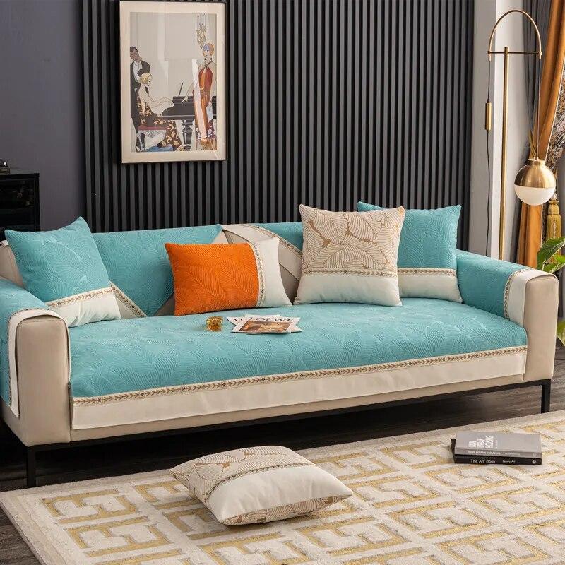 

Роскошный чехол для дивана, кружевной декор, диванная подушка для гостиной, дома, нескользящий кожаный защитный чехол для дивана, универсальное одеяло на четыре сезона 70x70cm 1pcs