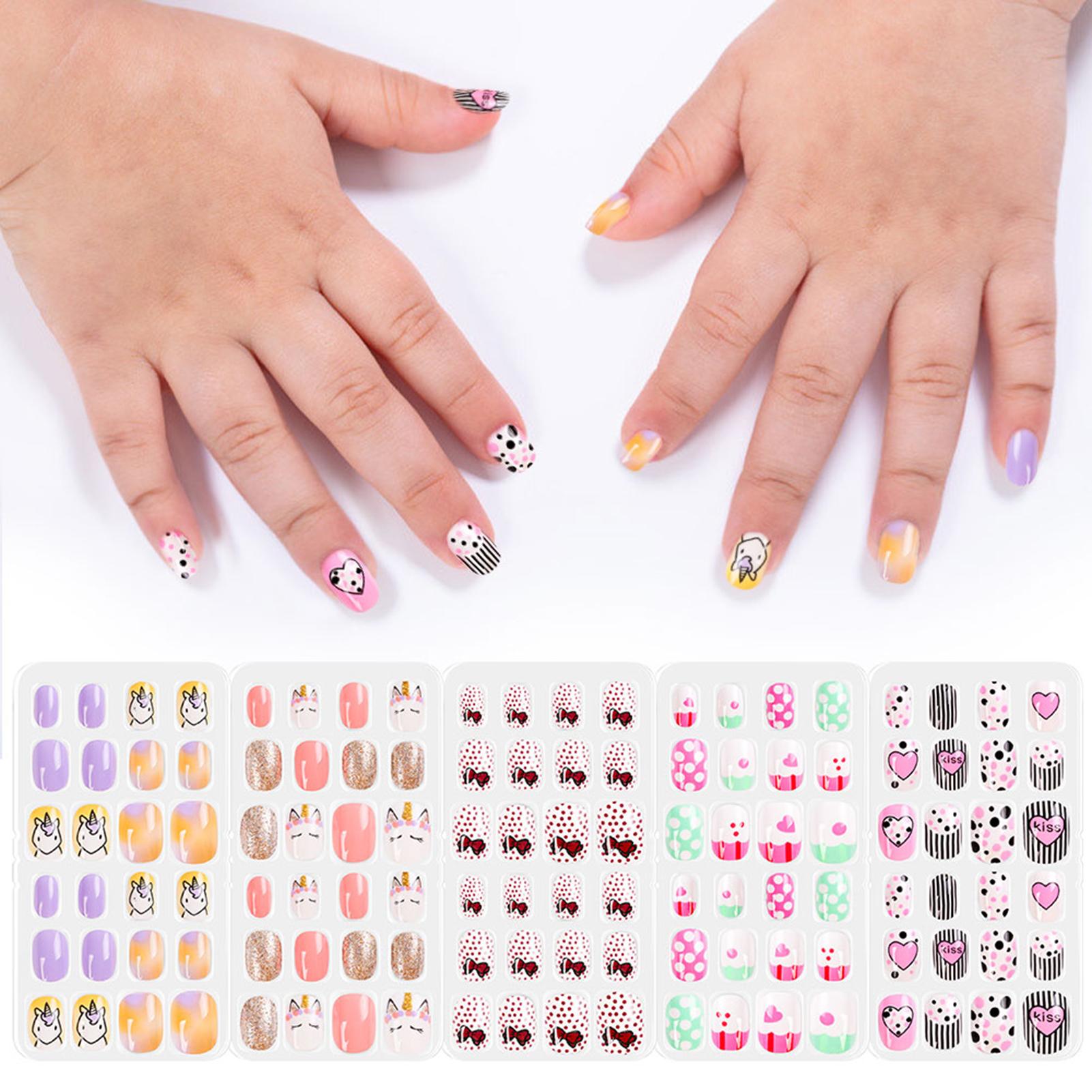 SAVITA 600 Stück Kinder-Fingernägel – Kurze Acrylnagelspitzen, Transparent, 10 Größen, Für Mädchen Nail Art