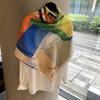 Square Scarf Silk Scarf Spring And Autumn Fashion Foreign Style Long Yarn Scarf Versatile Outer Scarf Sunscreen Contrasting Color Graffiti Shawl Silk