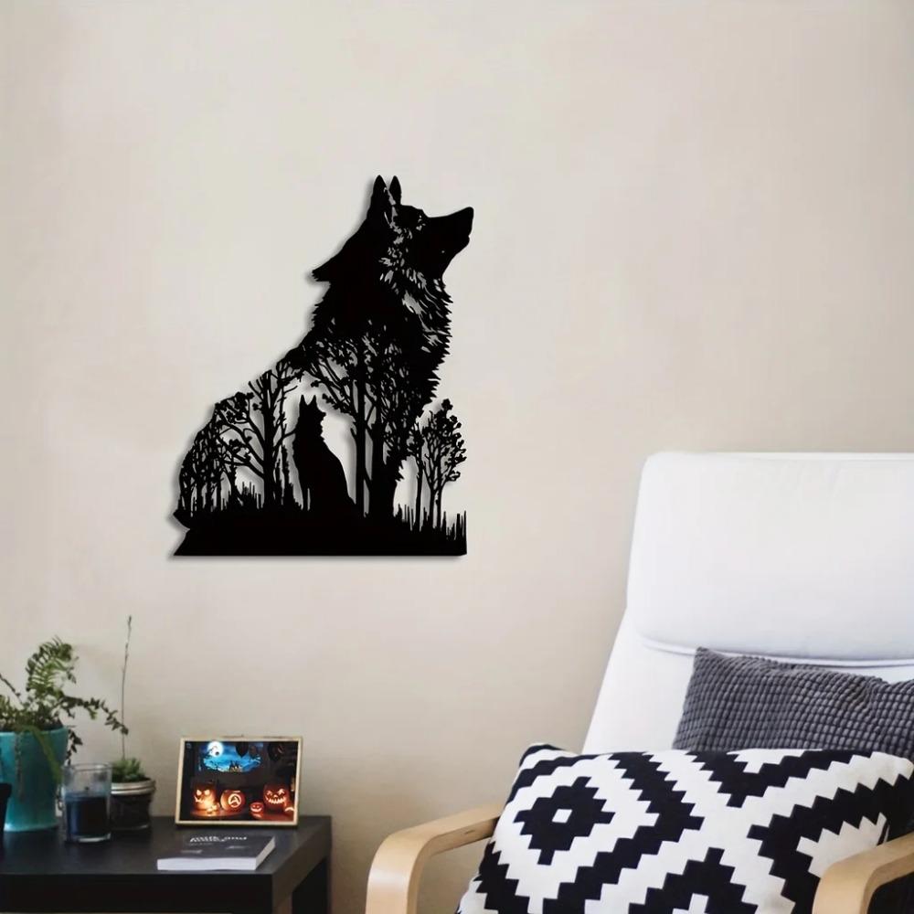 Black Wolf Wall Decoration – Modern Sticker for Boys & Girls Rooms, Kindergarten, Living Room, Nursery, and Bedroom Decor