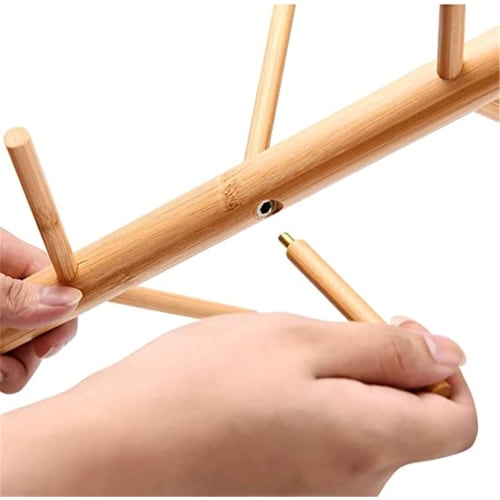 PENGQIMM Bamboo Mug Tree, Wooden Cup Stand, Drainer, Drying Coffee Cup Holder, Kitchen Storage, Drinking Cup, Tea Cup, Coffee Cup, Drying Drainer, Mug