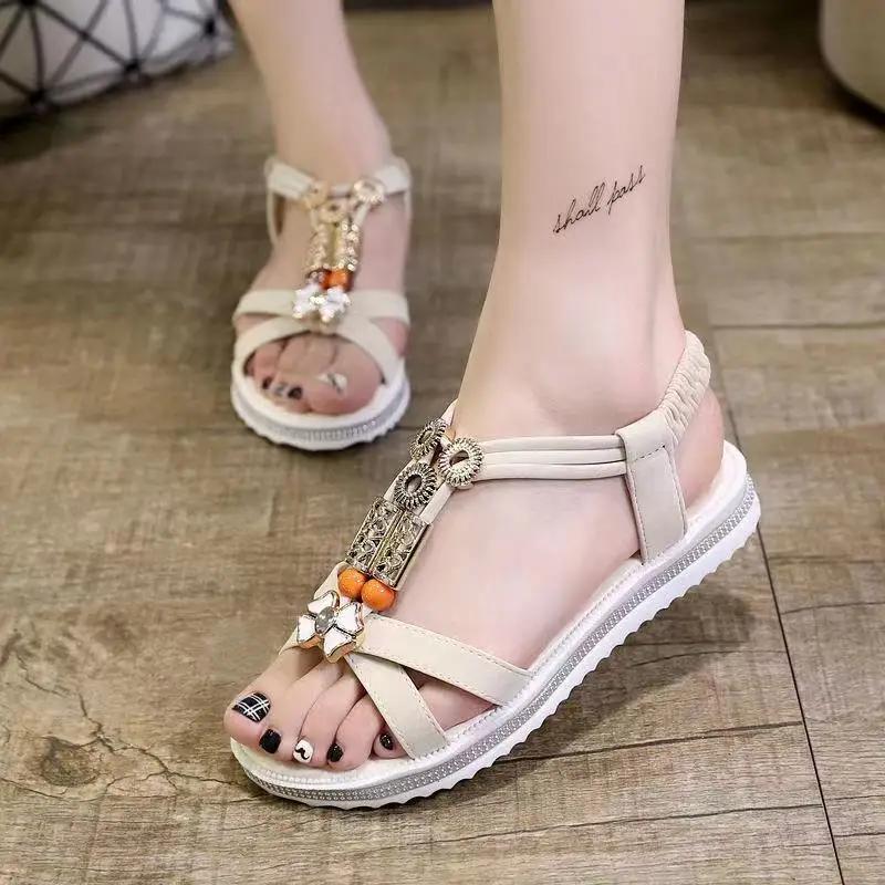 Women's Sandals Flat Rubber Open Toe Ladies Shoes Designer Original Summer 2026 Sandal Comfortable Vintage Luxury Korea Footwear