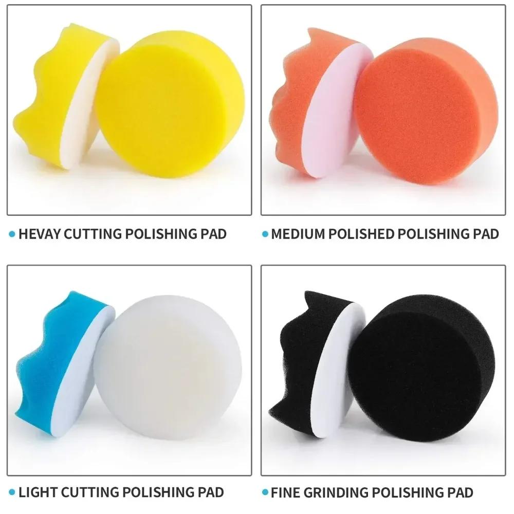 11Pcs 3-Inch Car Polishing Pads Kit - Foam, Wool & Sponge Buffing Discs for Drill Buffer, Sanding, Waxing & Sealing Glaze