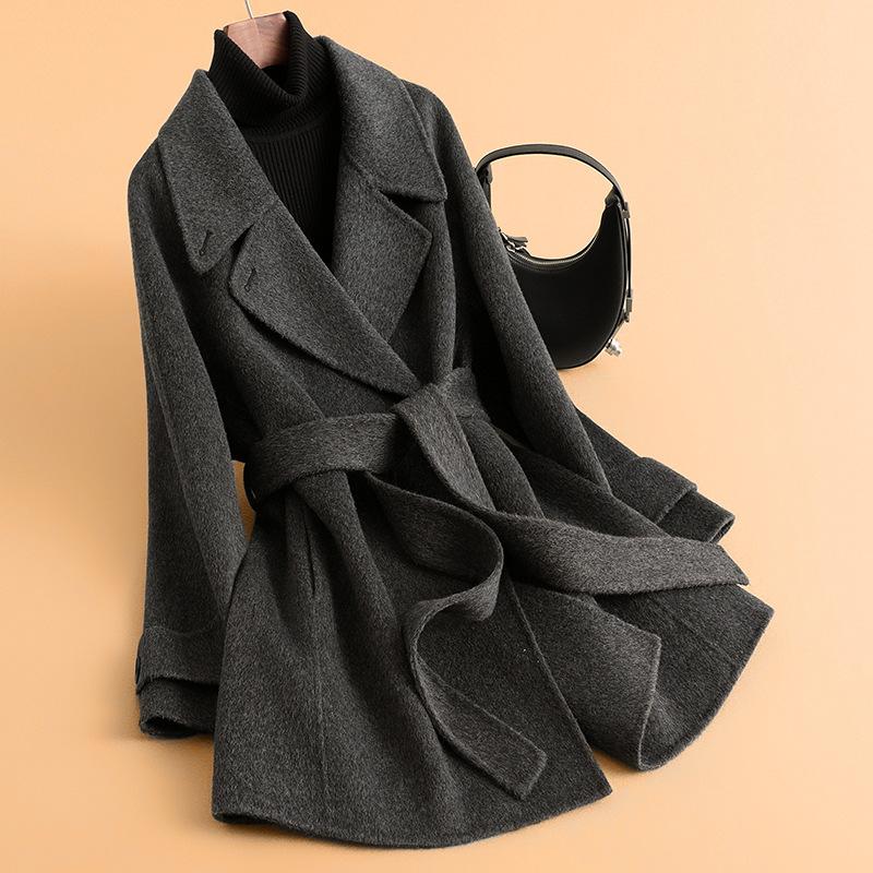 Double-sided wool coat women's medium and long spring new woolen coat high-end small woolen coat