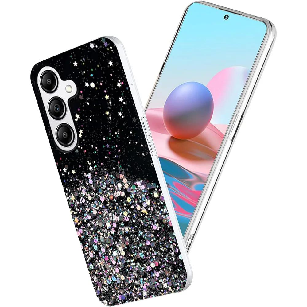 Luxury Bling Glitter Clear Silicon Phone Case for Samsung Galaxy S10 Plus S21 Ultra S21+ 5G Sequins Sparkle Cover
