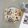 Adorable Blue Cartoon Makeup Bag: Mini Pure Cotton Coin and Earphone Pouch, Lipstick Carrier, Portable Storage.