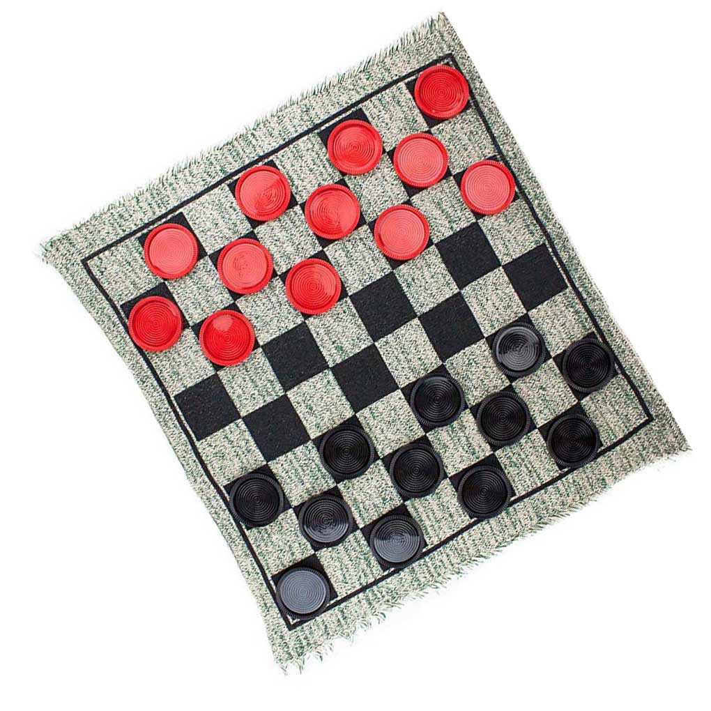 

Giant Checkers Set Washable Game Board Chessboard with 24 Chess Checkers Wear-resistant Blanket Indoor Games for Adults Kids