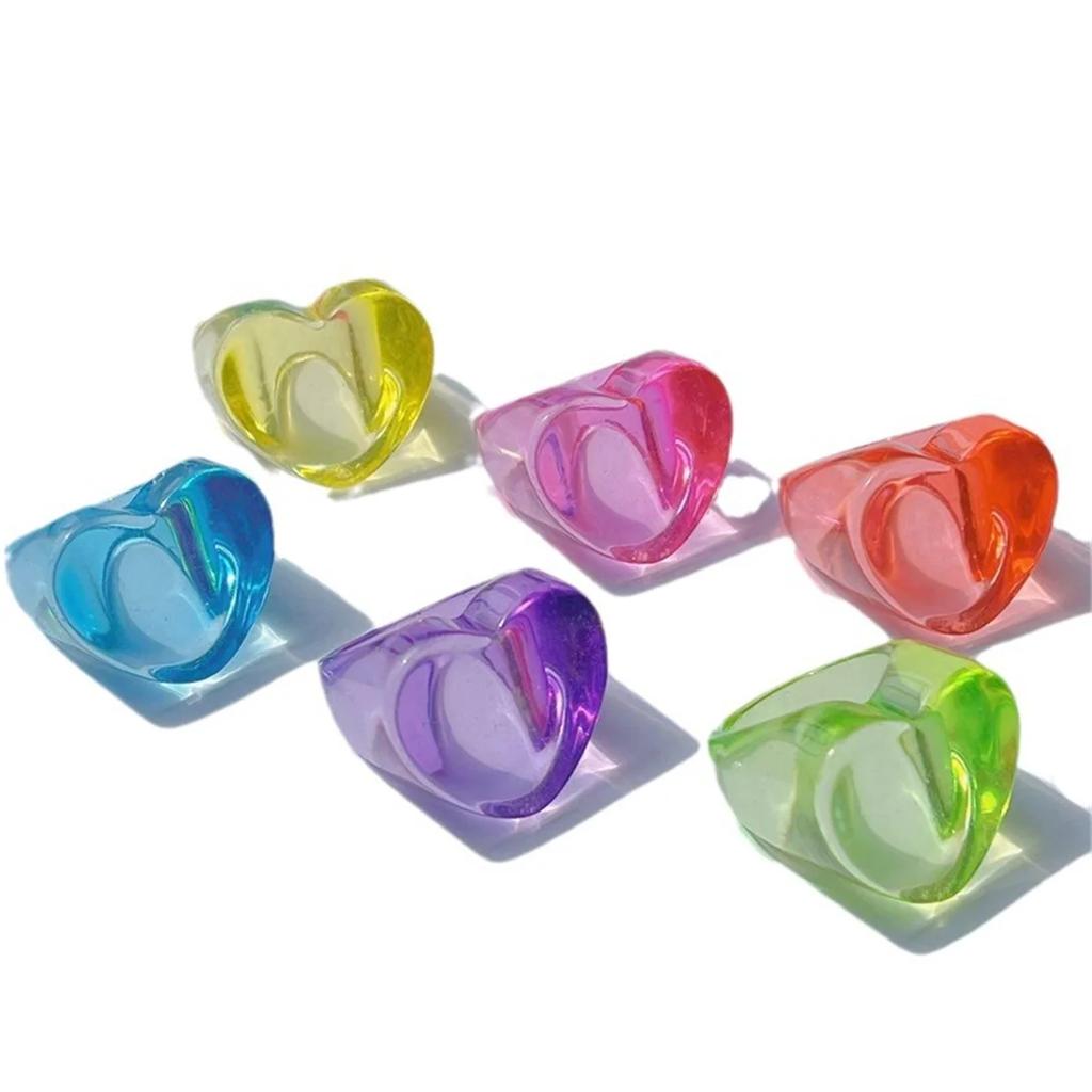 Nuovi Anelli Papa Colorati Inlaid Gemme Resina Acrilica Fatti a Mano Personalità Amorevoli Stile Y2k per Donne Ragazze Gioielli da Festa Anelli Regalo