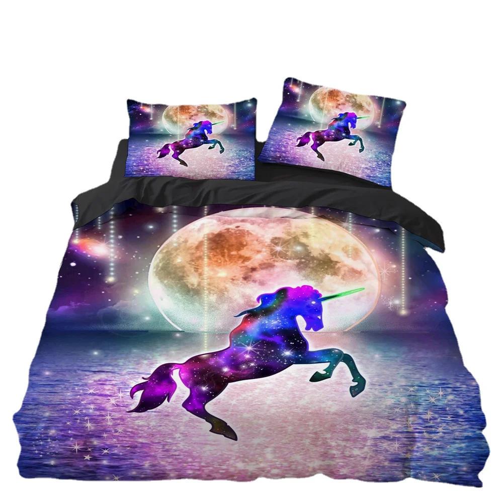

Elegant Durable twin Full Quilt Dream Starlight Unicorns Bed Bedclothes Sets Kids Bedroom Home Textile Comforter (quilt)-EU Single(135*200cm)3pcs