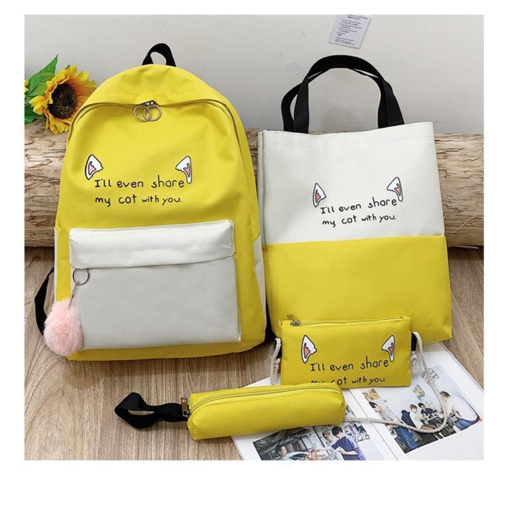 Backpack Printed Four-piece Multi-piece Set School Bag Leisure Travel Bag Tuition Bag Pencil Bag Student Backpack