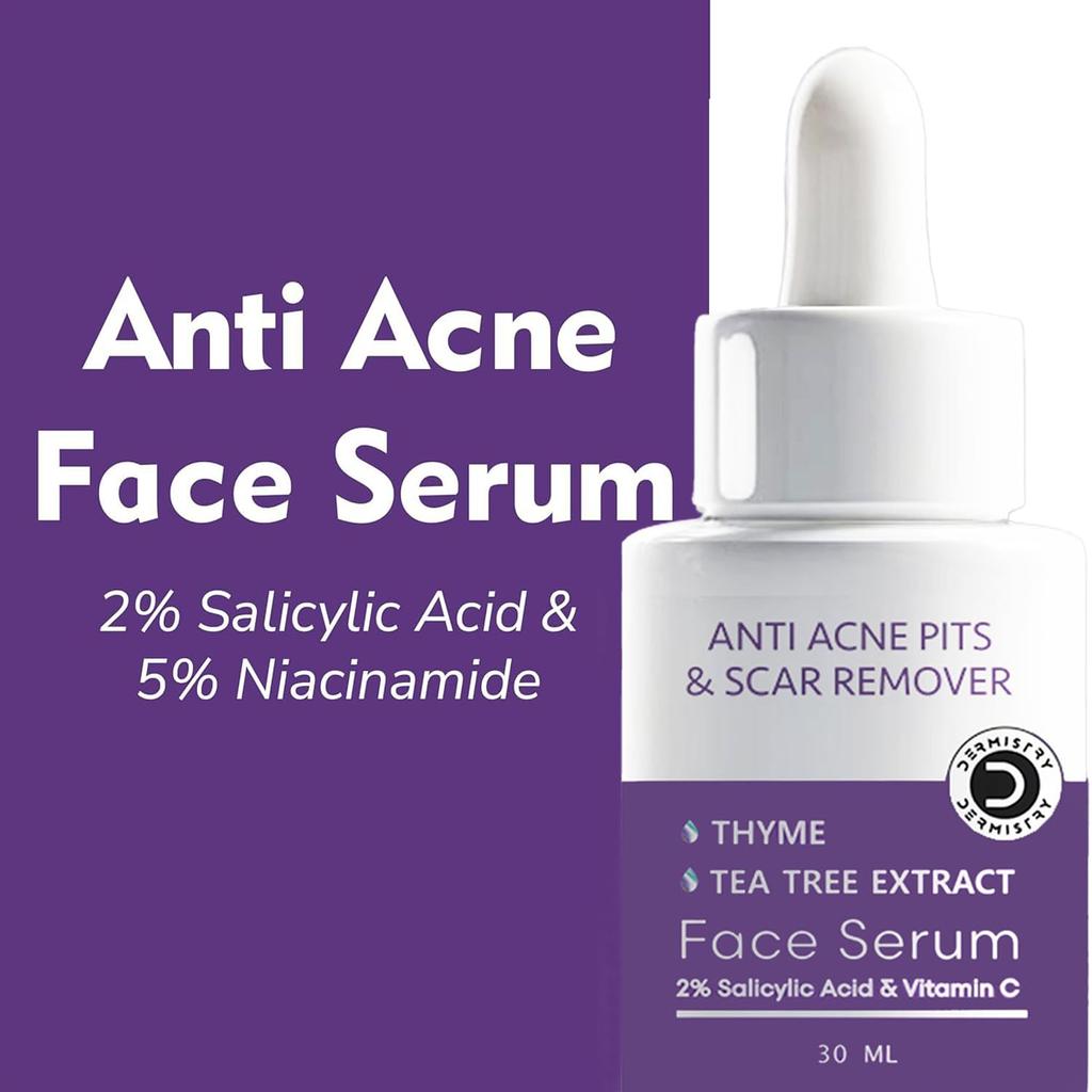 Dermistry 2% Salicylic Acid 5% Niacinamide Zinc Spots Corrector Face Serum for Oily Acne Prone Skin Exfoliating Open Pores Oil Control & Removal Pi