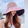 Wide Brim Solid Empty Top Sun Hats for Women Black Plastic Anti-UV Summer Hat Breathable Beach Sunshade Hat Foldable Visor Cap