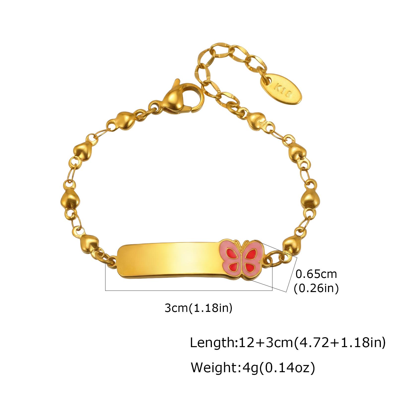 

For Children Engrave Custom ID Name Bracelet Heart Cross Chain Stainless Steel Personalized Jewelry Birthday Gift for Girl Boy 1 side