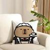 Capybara Cushion Cover Reversible Plush Pillow Cover Soft Fluffy Home Decor for Sofa Bedroom