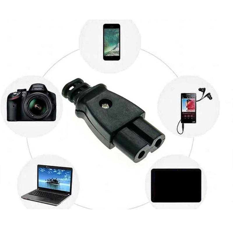 Durability 8 Shape Connectors C8 Panel Mount Plug Adapter For Convenient Power Management AC250V 2.5A 2Pin Plug