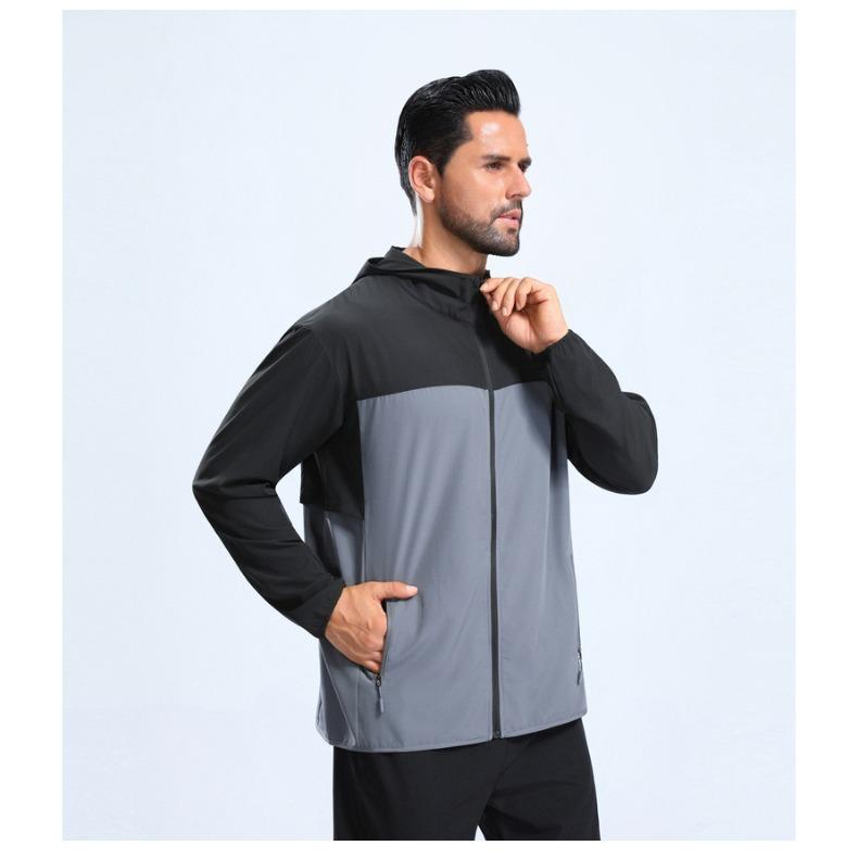 Hooded Windproof Jacket Men Outdoor Running Sportswear Fashion Loose Casual Coat Male