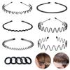 Unisex Non-Slip Metal Wavy Spring Hair Hoop Headband for Sports Simple Lack Hairband Face Washing Headdress for Men And Women