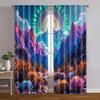 2pcs Window Curtain 2D Print Psychedelic Mountain Durable 100% Polyester Fabric (without Rod) Holiday Use for Bedroom Living