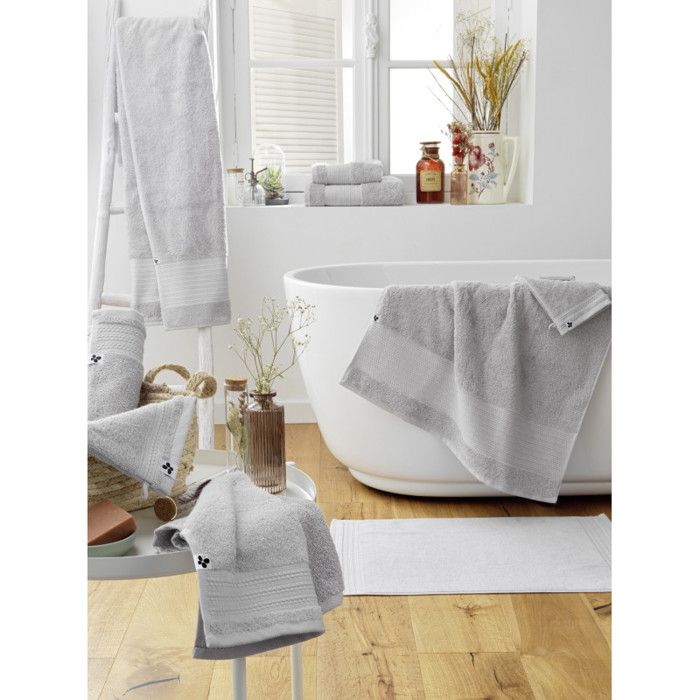 Tapis de bain "Garance" 50 x 70 cm / 100% Coton Bio / 600 gr/m² l'Effet Papillon - Garance Nuage - Tapis de bain 50 x 70 cm