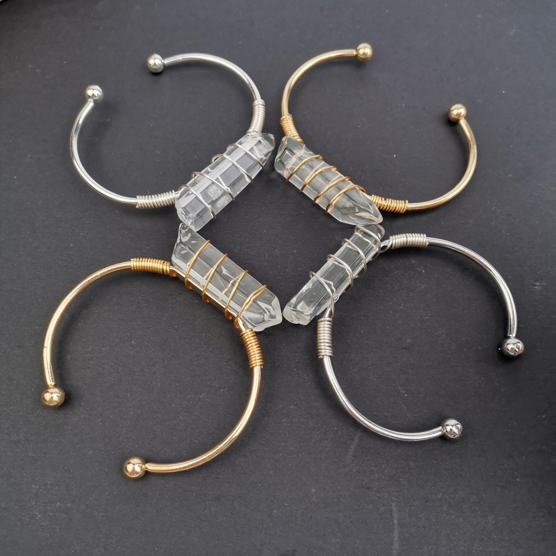 Натуральный Кристалл Точка Обмотка Проволокой Авторский Браслет - Ручная Работа Белый Кристалл Браслет Украшение.