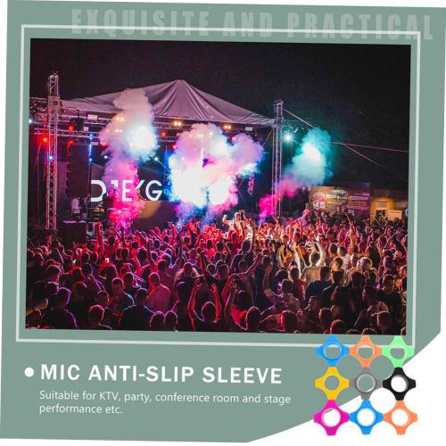 20 Pieces Microphone Skid Rings, Handheld Microphone Silicone Rings, Microphone Foam Windshield Covers, Microphone Bottom Sleeve Windscreens