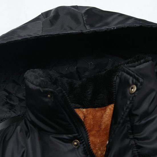 Winter Down Coat Solid Color Stand Collar Plush Highly Warm Zip-up Men Jacket for Outdoor
