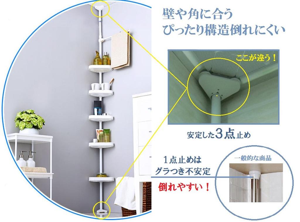 Bathroom storage corner tension fastening height cm [OKB] rack, rack, bath, 5-tier, rod, 3-point structure, 120-250