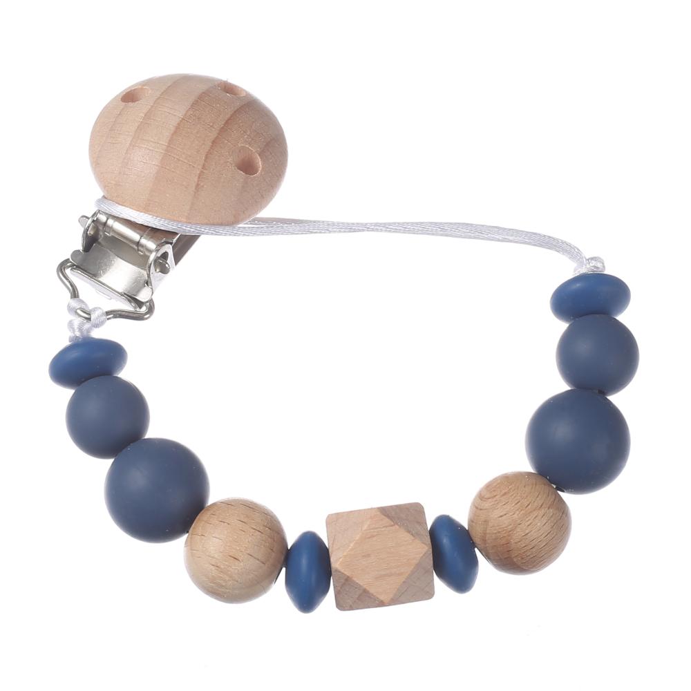 New Baby Pacifier Chain Clips Wood Silicone Round Octagonal Beads Teething Chain For Infant Appease Soother Dummy Holder Clip