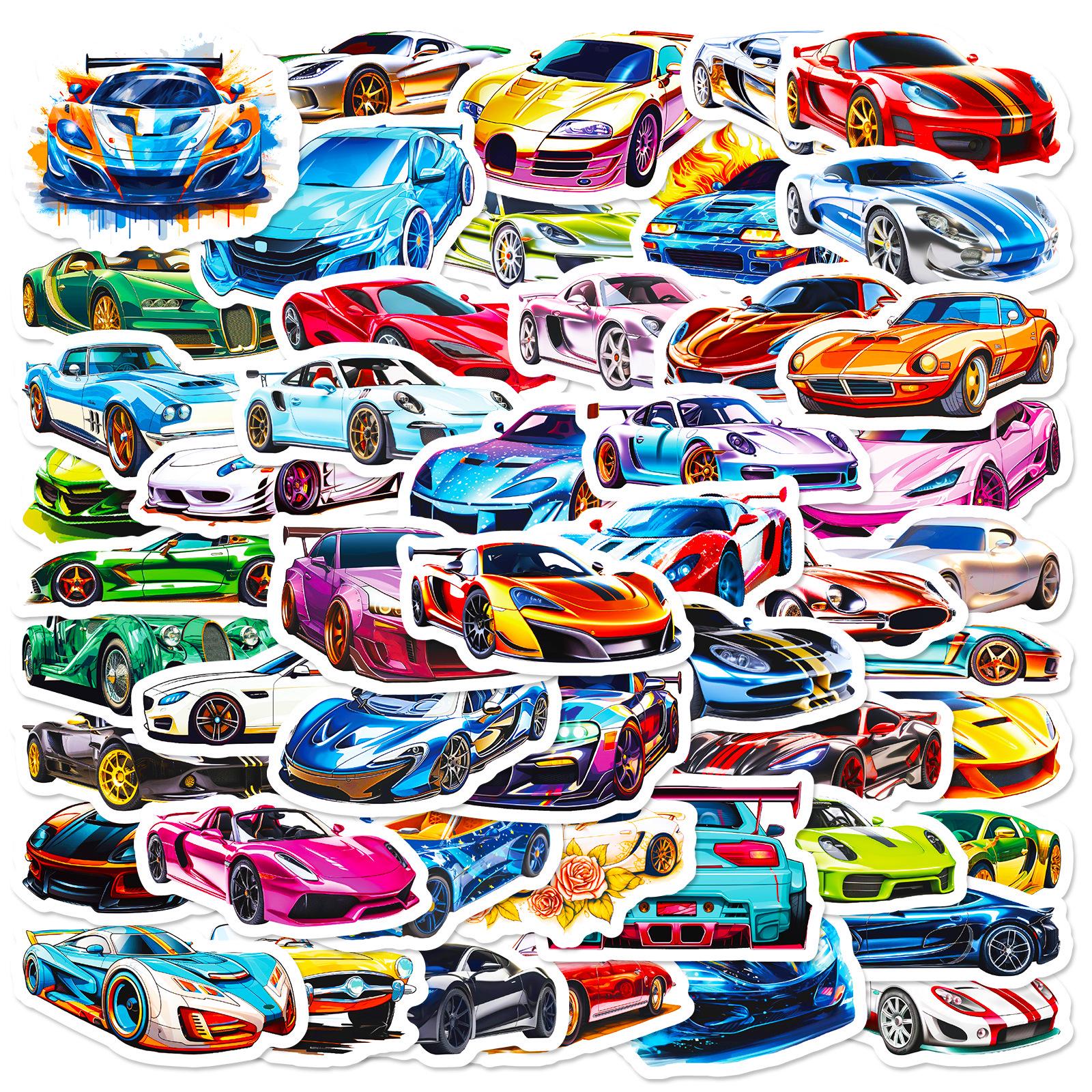 

50 Cool Sports Car Graffiti Stickers for Kids - Ideal for Boys, Kindergarten Rewards, and Car Decorations