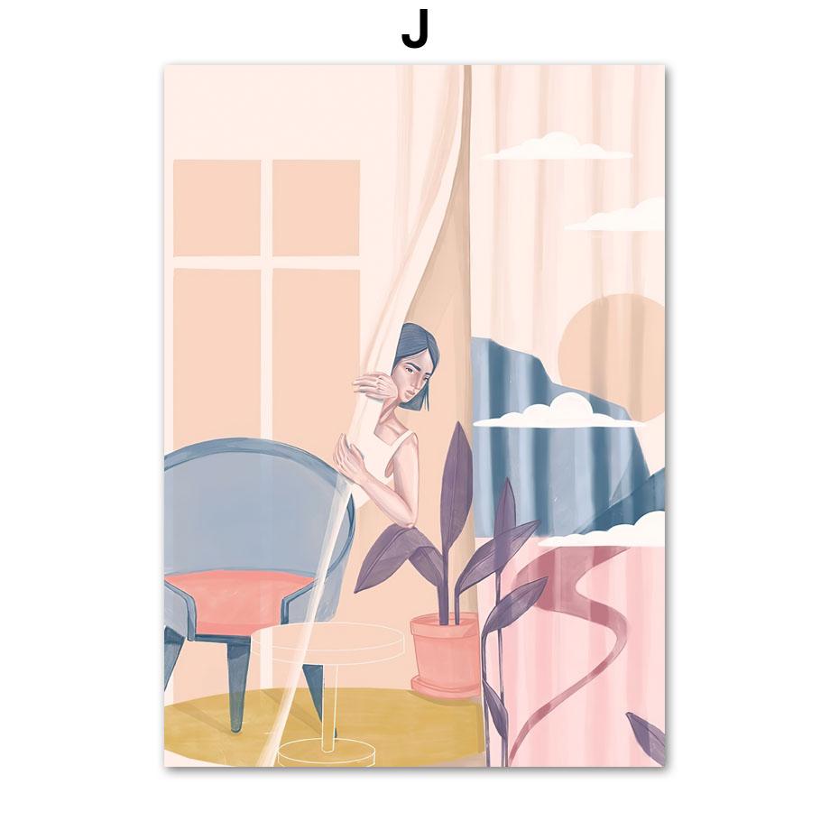 Abstrakte Frau mit Vision Musik Körper inneren Frieden Wand Kunstdruck Leinwand Malerei Nordic Poster Dekor Bilder für Wohnzimmer