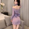 Sexy purple Chinese sexy cos uniform pajama set pure desire to wipe the edge open crotch perspective nightgown