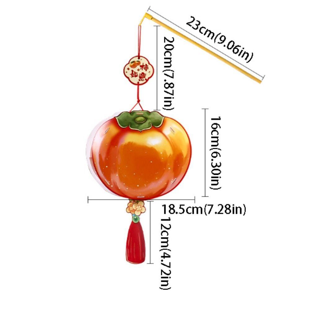 Handmade Persimmon Lantern Blessing Decorative with Tassel Handheld Lantern Glowing Props Material Package Flower Lanterns