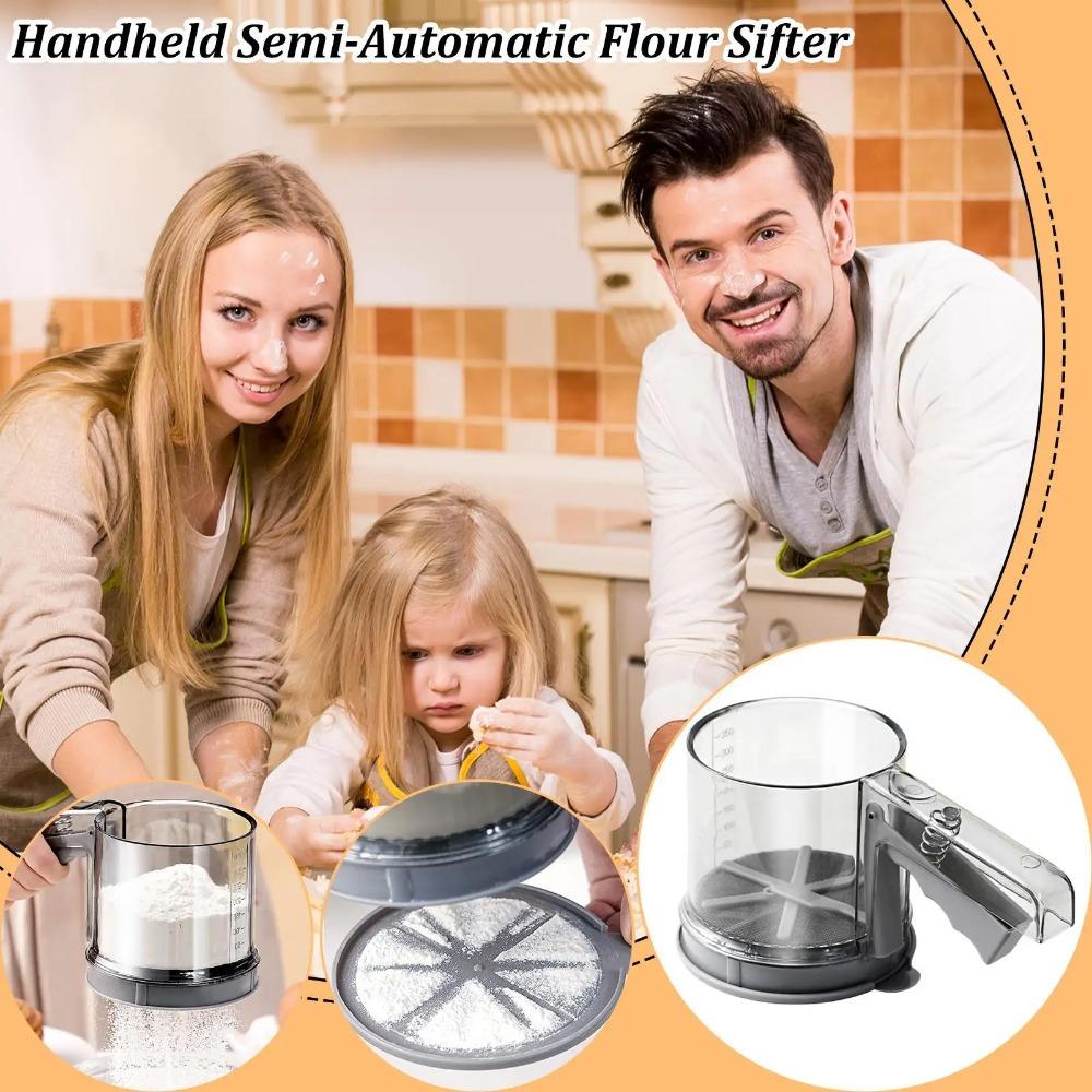 Manuelles Halbautomatisches Mehlsieb Handliches Puderzuckersieb Haushalt Mehlsieb Bäckerei