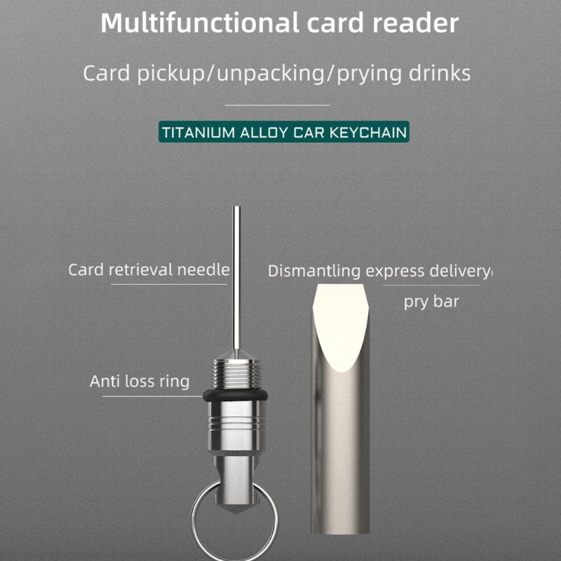 Small Metal Alloy Card Removal Needle Outdoor Tool Needle Opener With Keyring Card Extractor Keychain Pendant