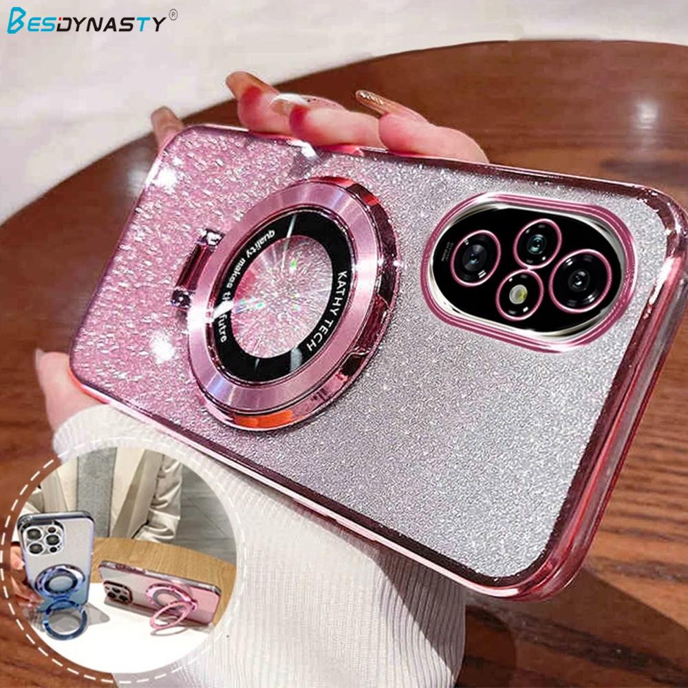 Luxury Glitter Plating Holder Case For Huawei Honor 200 70 50 90 Pro Honor Magic 7 6 Pro 5 Lite X8A X8B Silicone Stand Cover