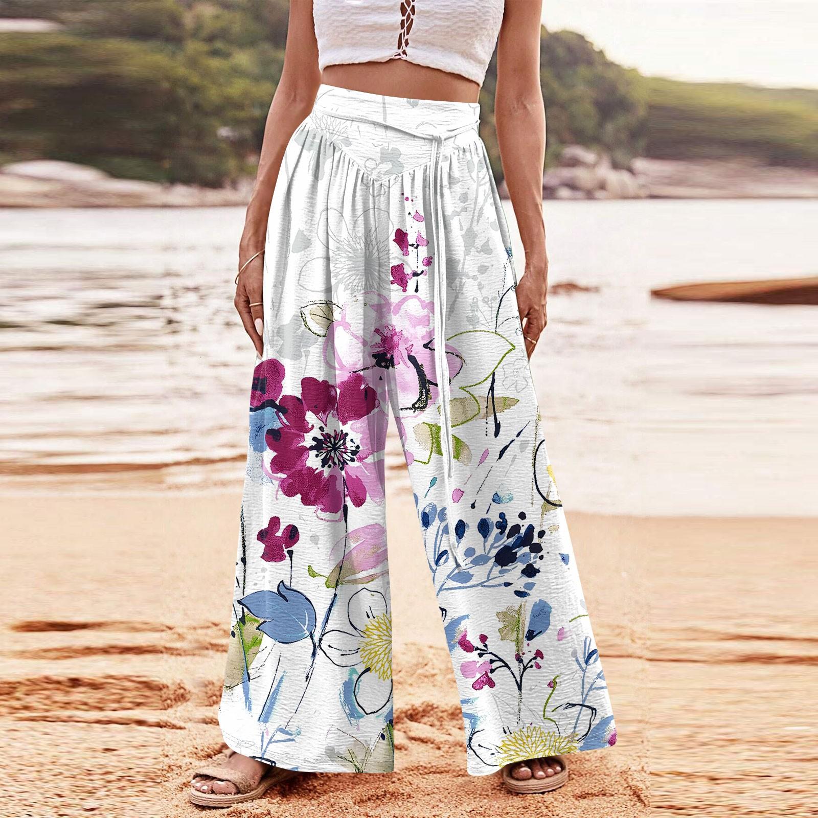 

Женские винтажные удобные домашние широкие брюки с эластичной резинкой на талии XL белый